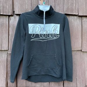 VS PINK • black and white quarter zip sweatshirt
